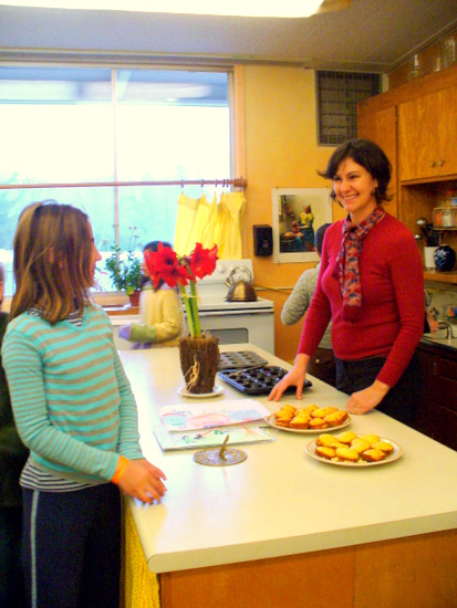 Third Year student, Jen Dye, and third grader anticipate a tasty birthday treat